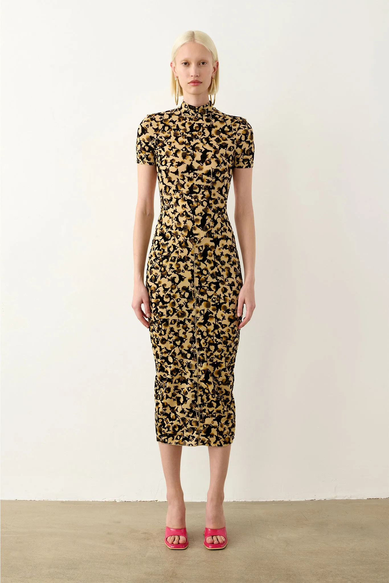 Knockout Dress Beige Leopard Print