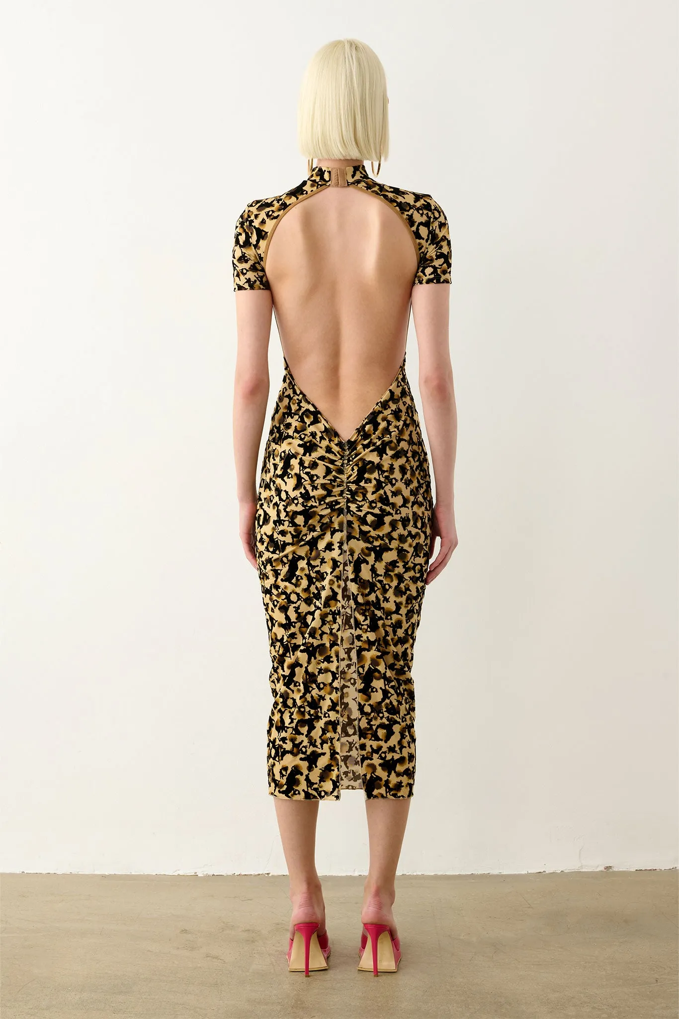 Knockout Dress Beige Leopard Print