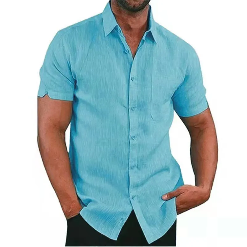 Lawrence - Men's Short Sleeve Linen Gym Shirt