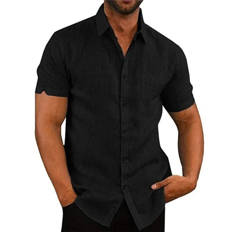 Lawrence - Men's Short Sleeve Linen Gym Shirt