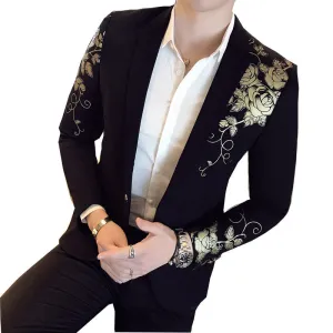 Lincoln Flower Gold Print Blazer