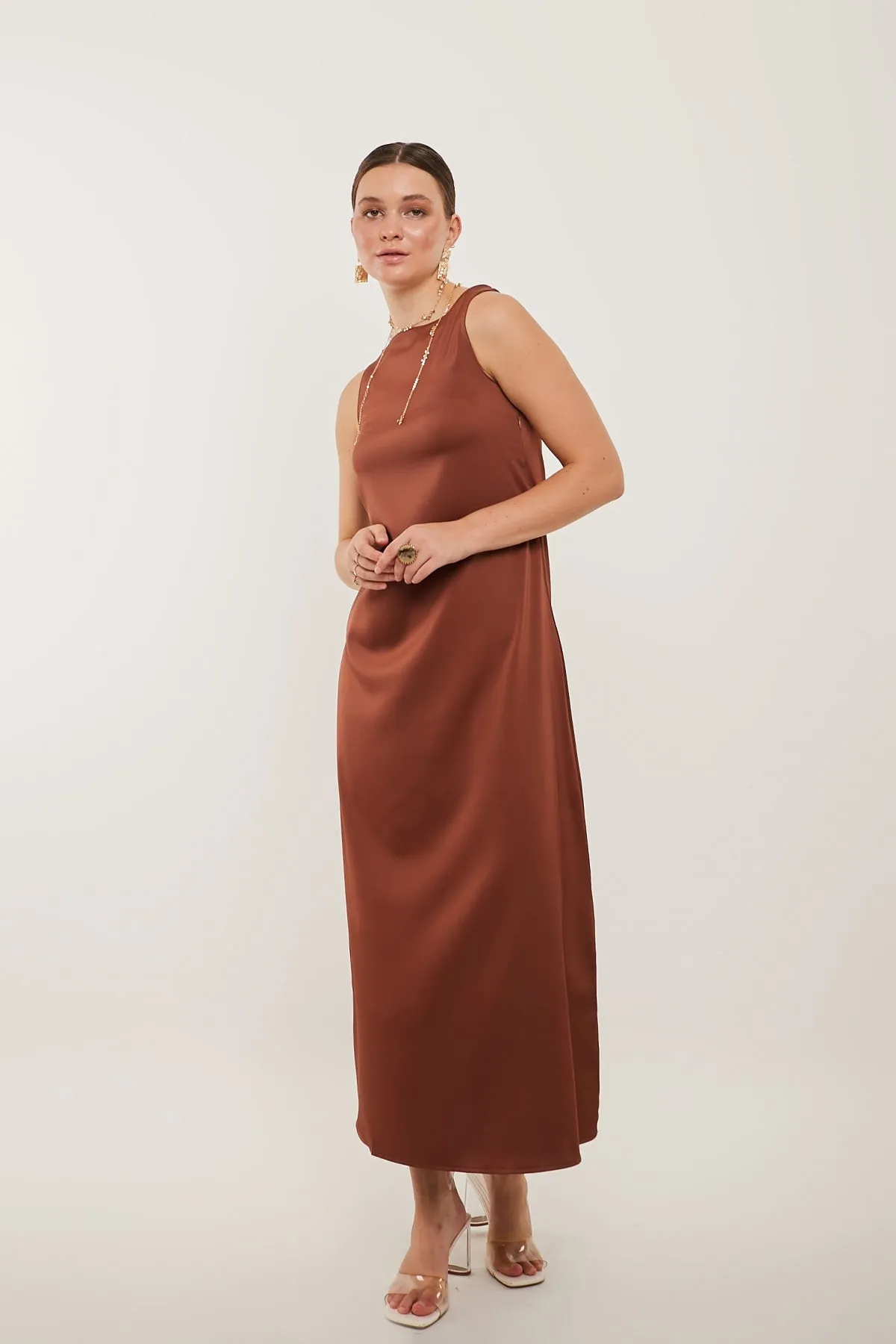 Maxi Basic Dress - Brown