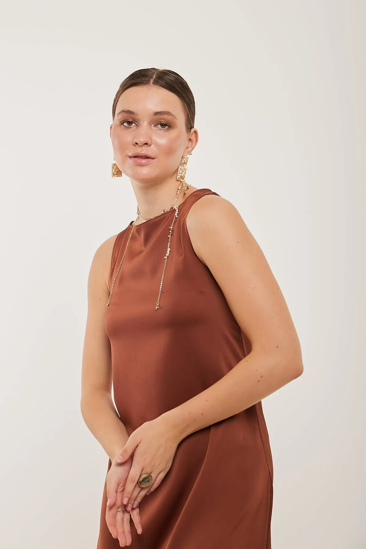 Maxi Basic Dress - Brown