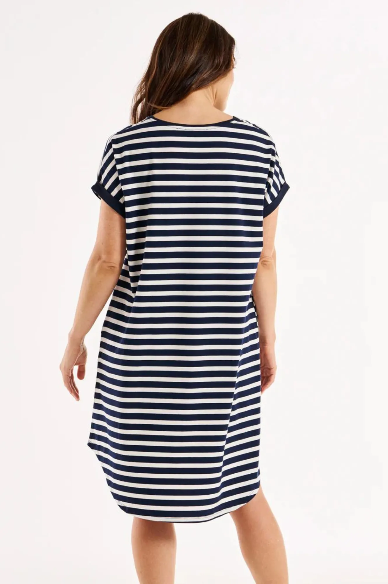 Maxine Tee Shirt Dress - Navy Stripe