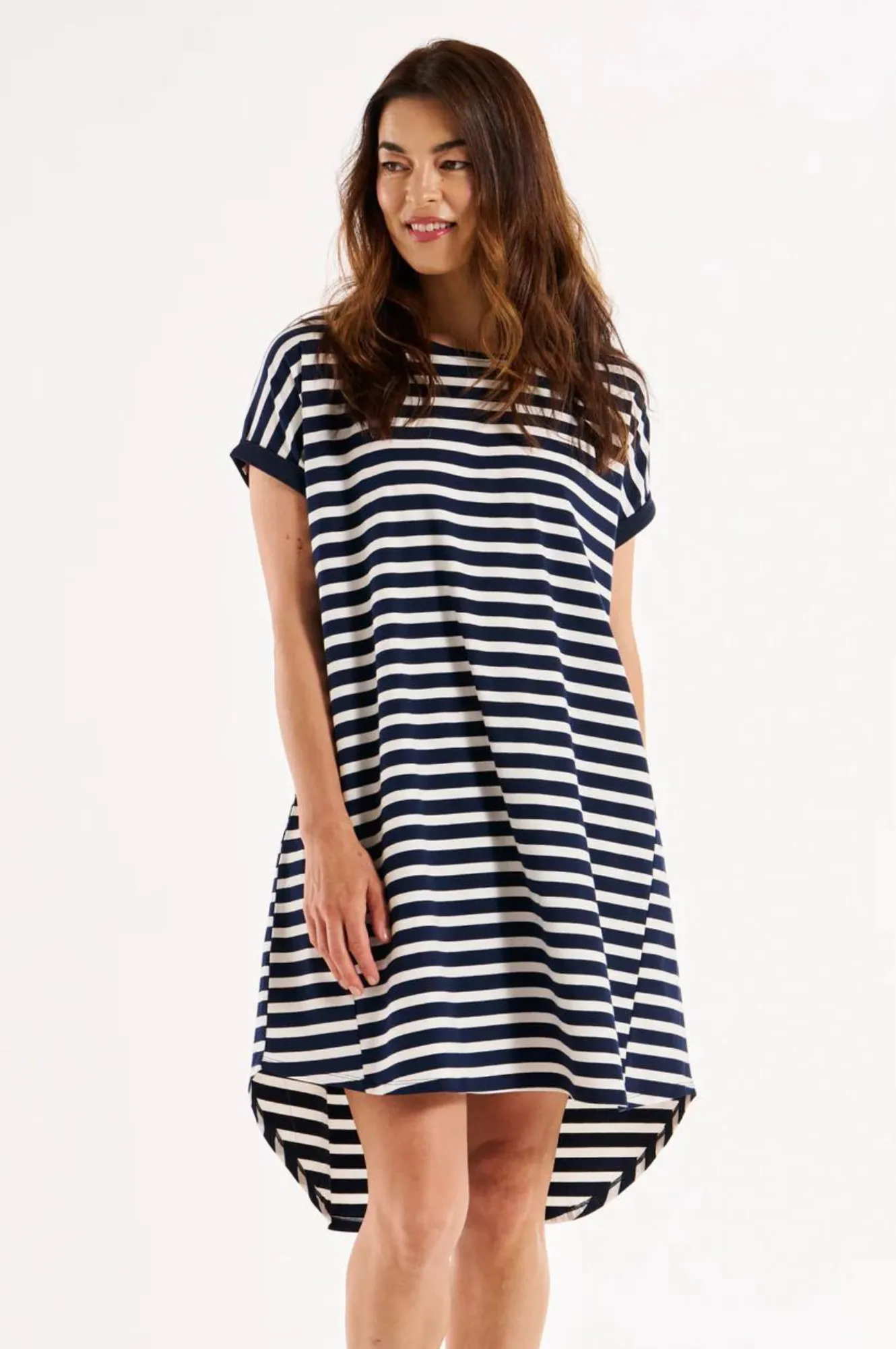 Maxine Tee Shirt Dress - Navy Stripe