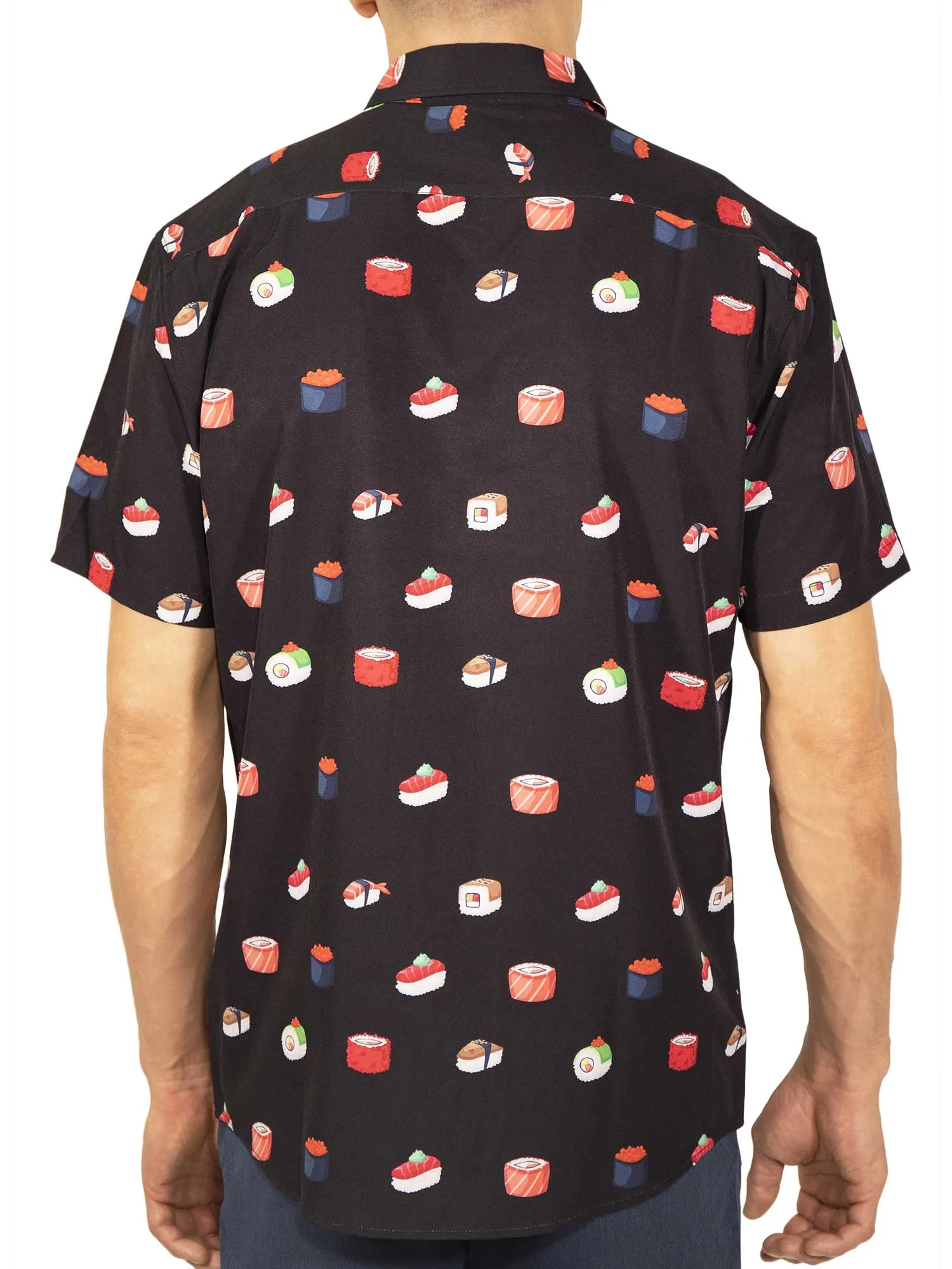 Mens Button Down Shirt - Black Sushi ( Stretch )