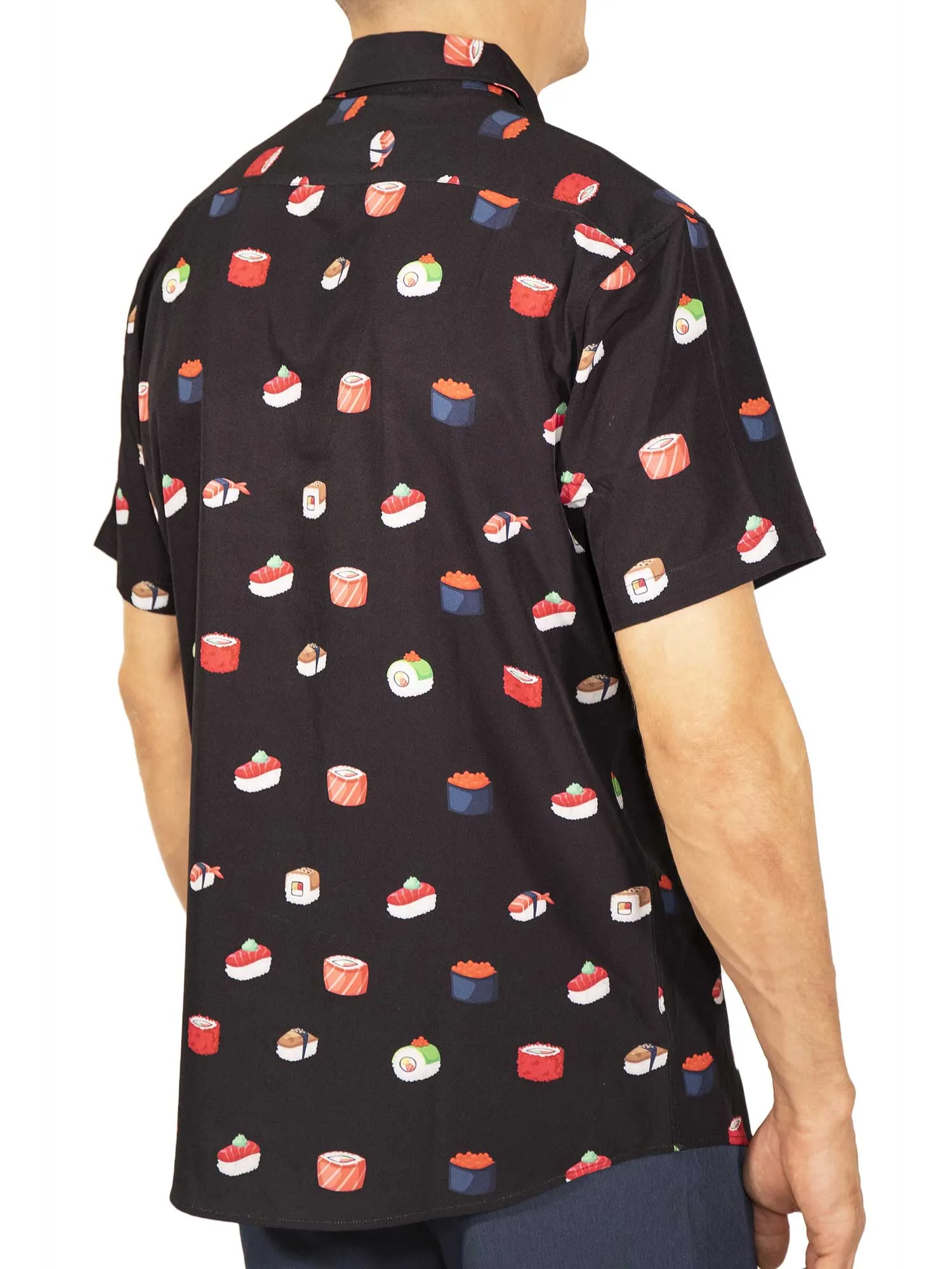 Mens Button Down Shirt - Black Sushi ( Stretch )