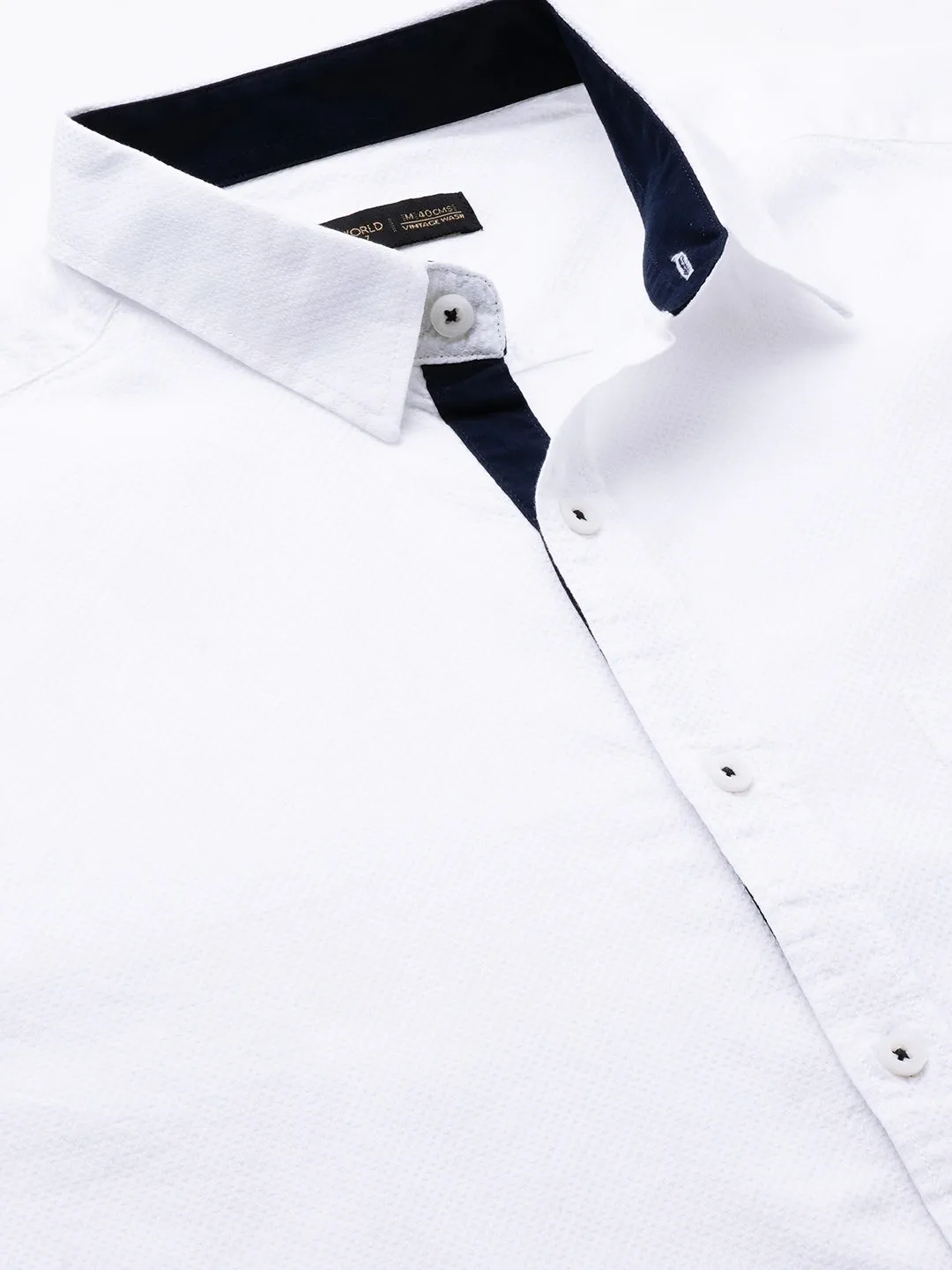 Men's White A Cotton Regular Fit Shirt