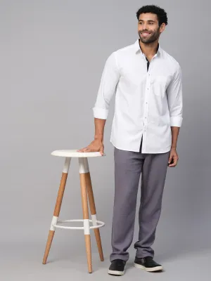 Men's White A Cotton Regular Fit Shirt