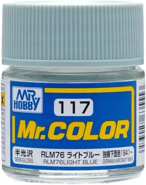 Mr. Hobby C117 Mr. Color Semi Gloss RLM76 Light Blue Lacquer Paint 10ml