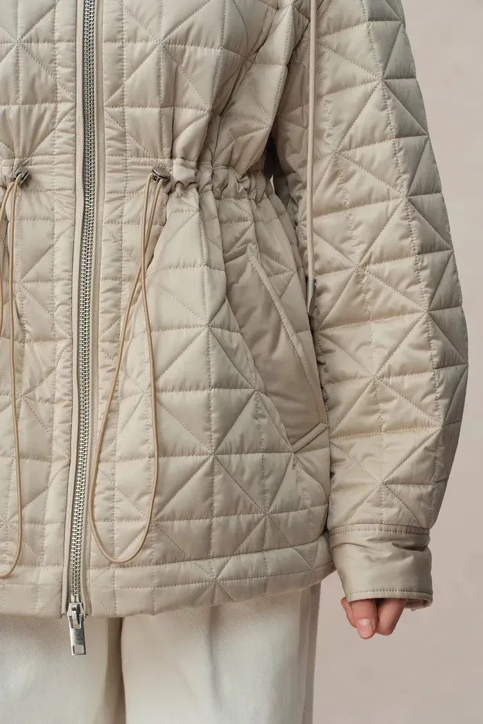 Nives Hooded Quilted Jacket in Mulberry Silk Blend