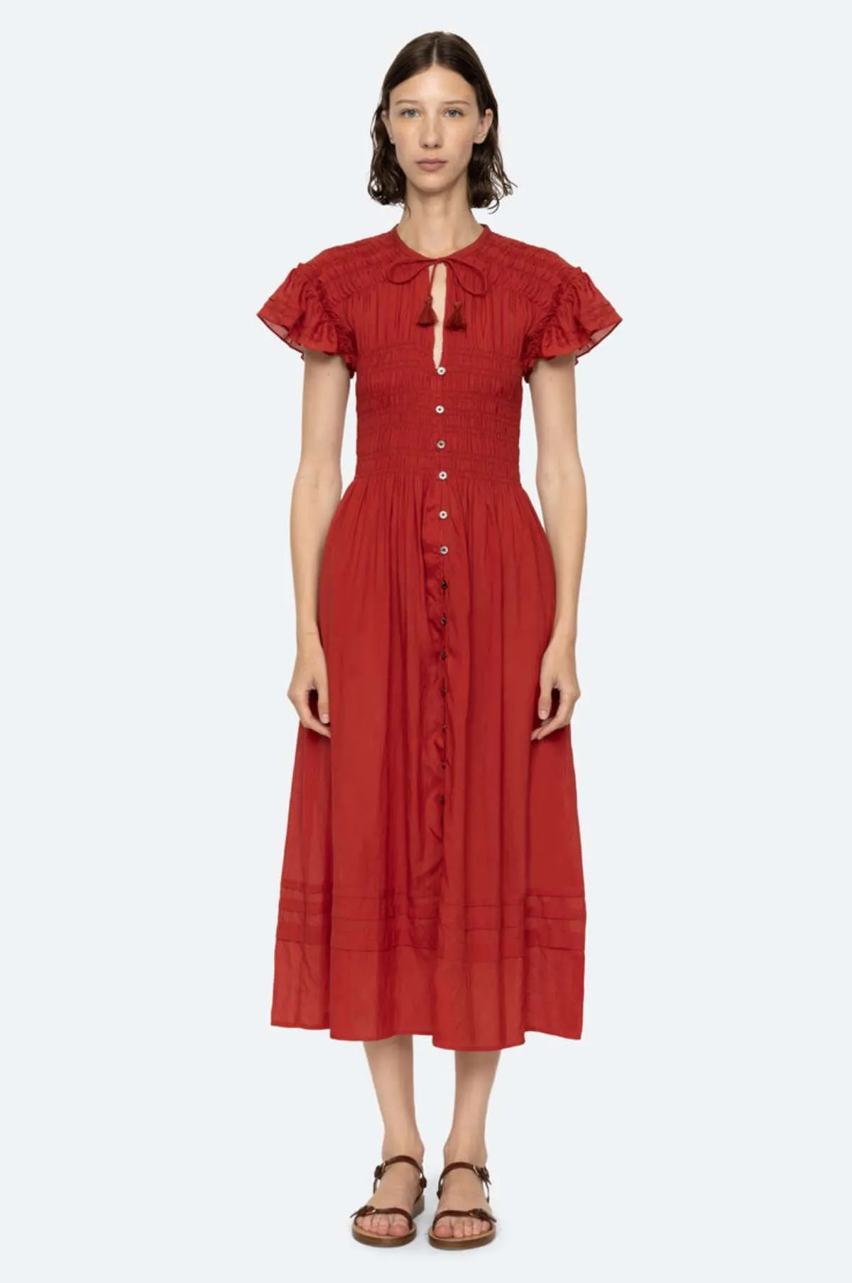 Nomi Solid S/Slv Dress Paprika