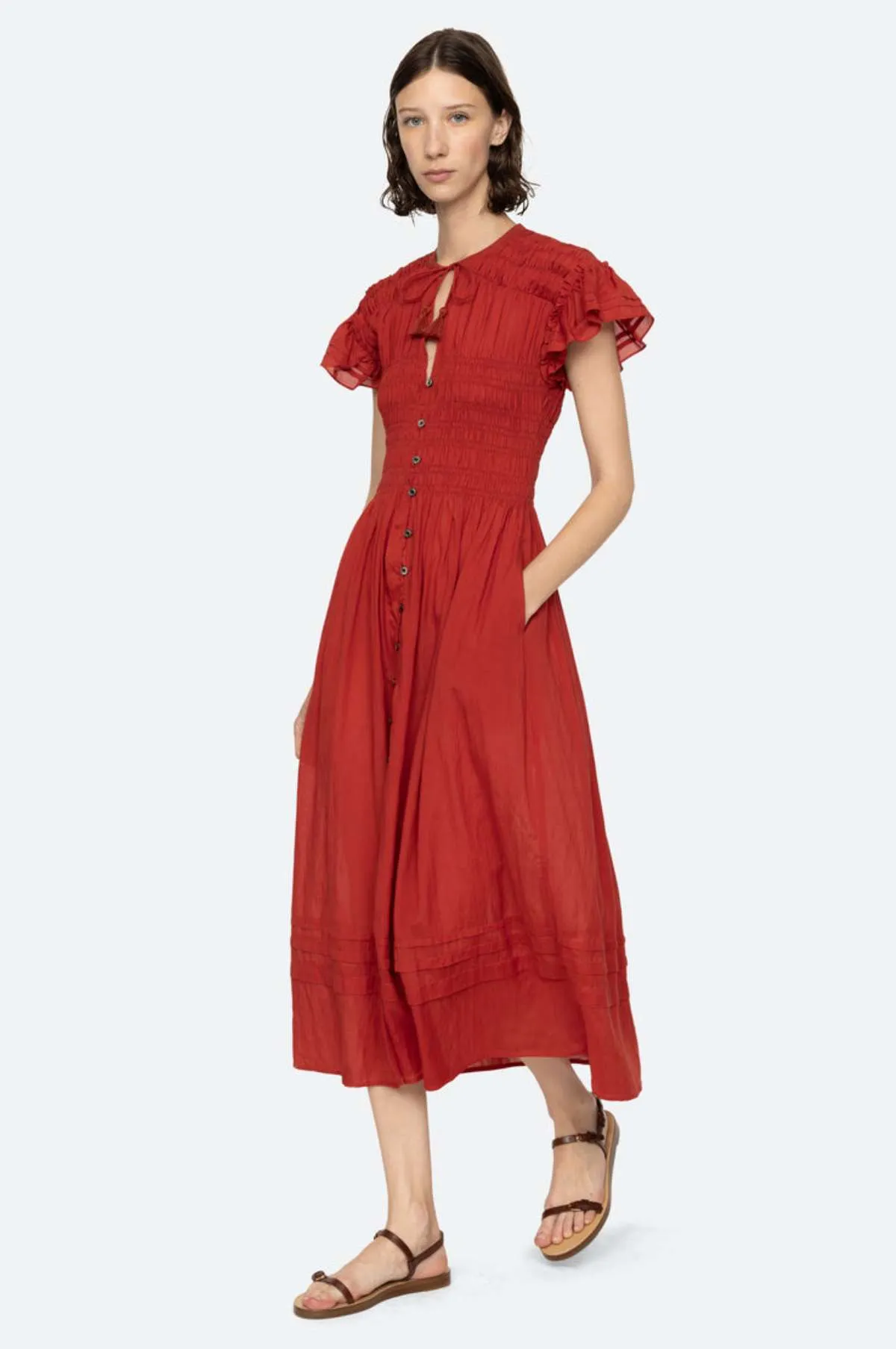 Nomi Solid S/Slv Dress Paprika