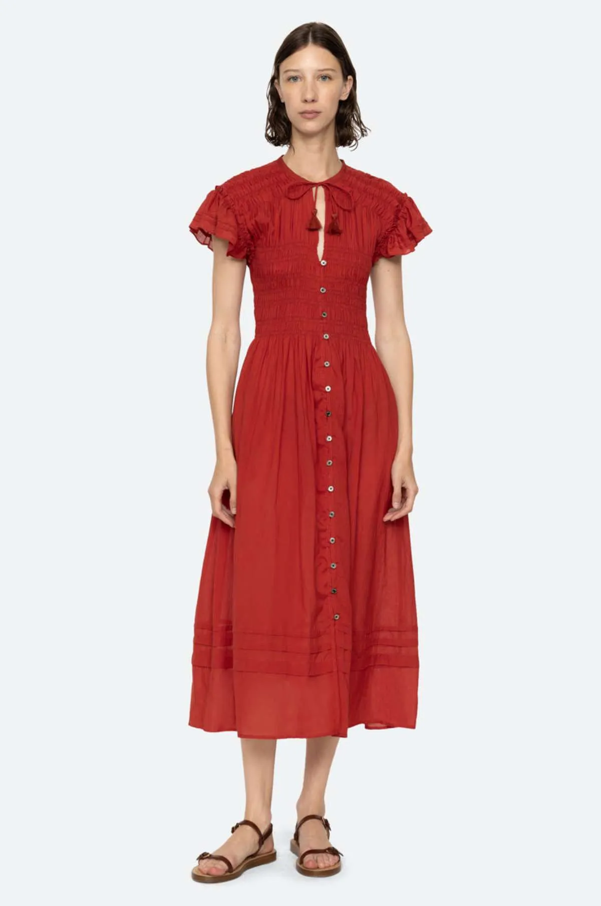 Nomi Solid S/Slv Dress Paprika