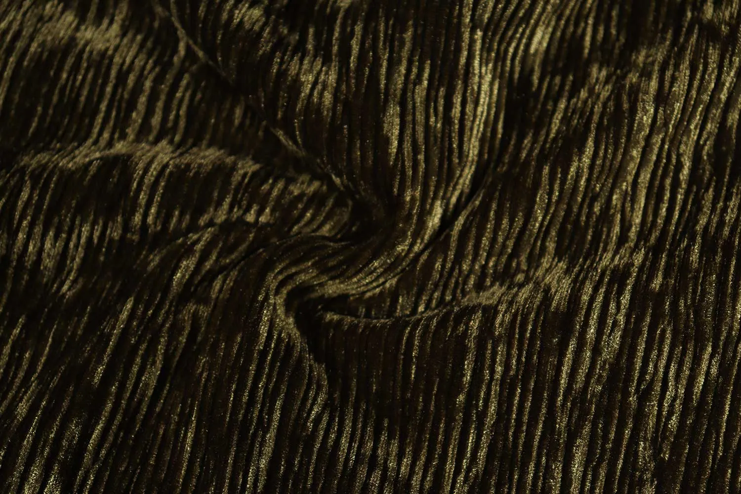 Olive Pleated Velour Velvet Fabric