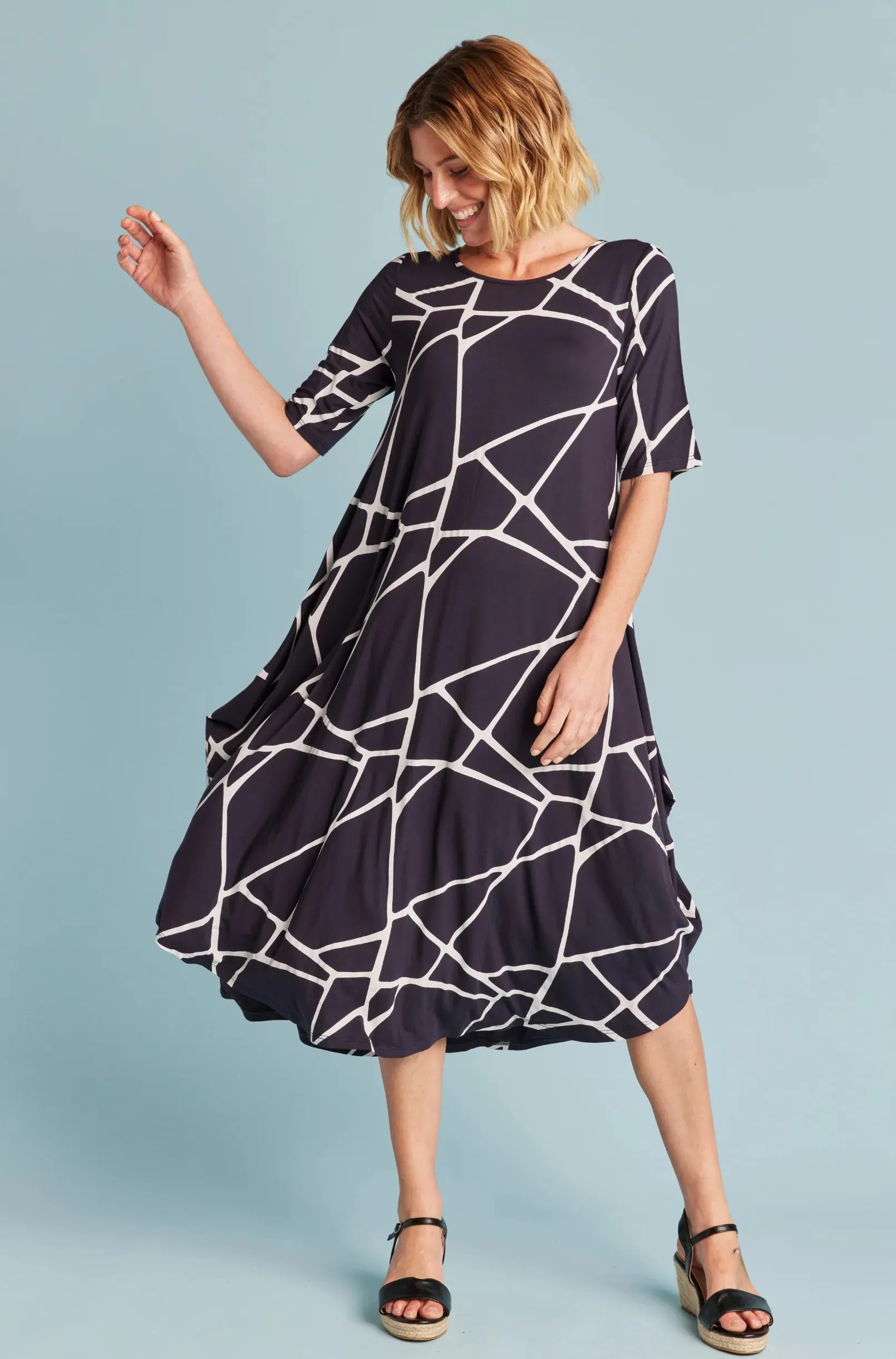 Origina Tri Dress- Navy Marble