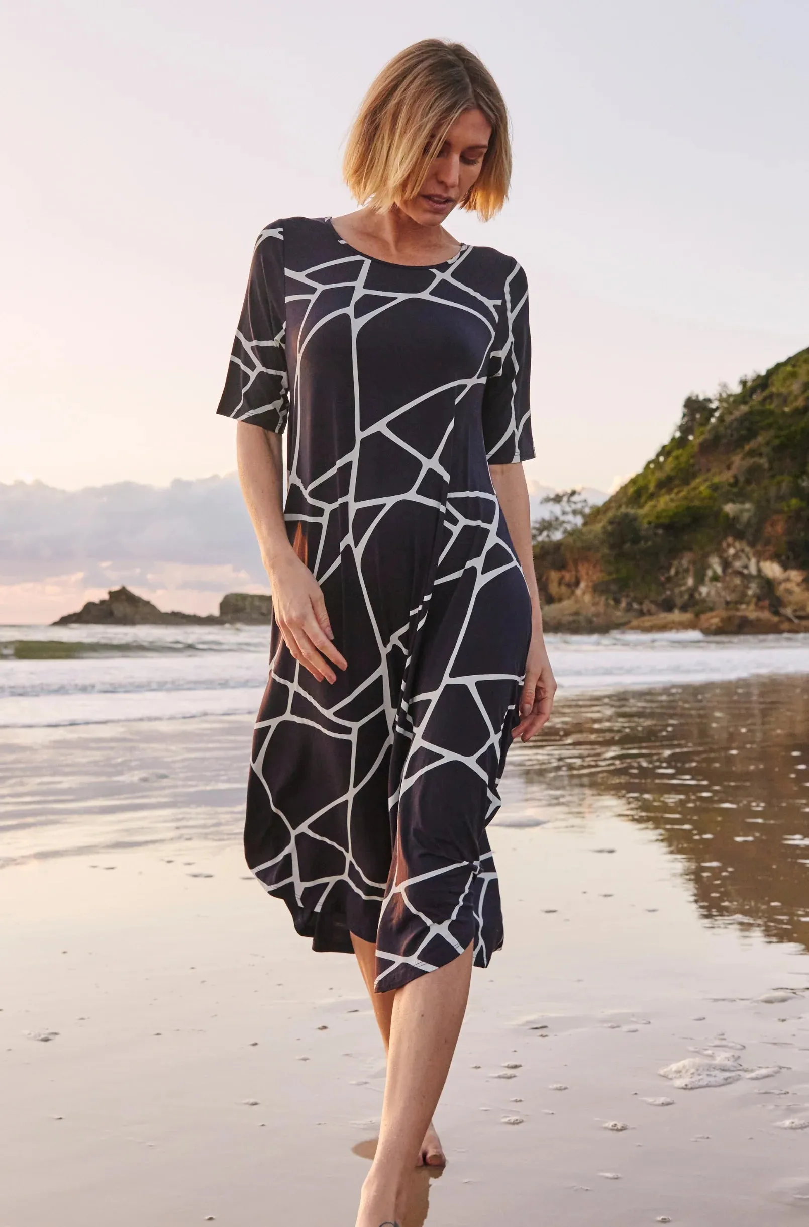 Origina Tri Dress- Navy Marble