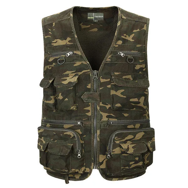 Outdoor Sport Photographic Fashion Camouflage Fishing Multi Pockets Vest for Men