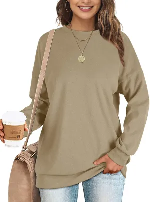 Oversized Sweatshirts for Women Crewneck Long Sleeve Tunic Tops for Leggings