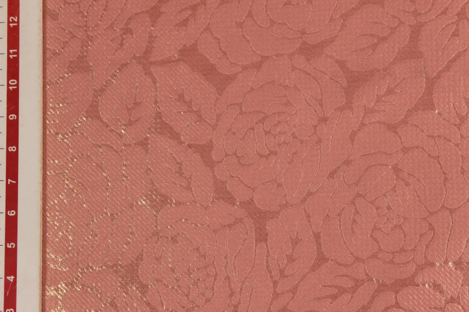 Peach Foil Printed Knit Jacquard Fabric