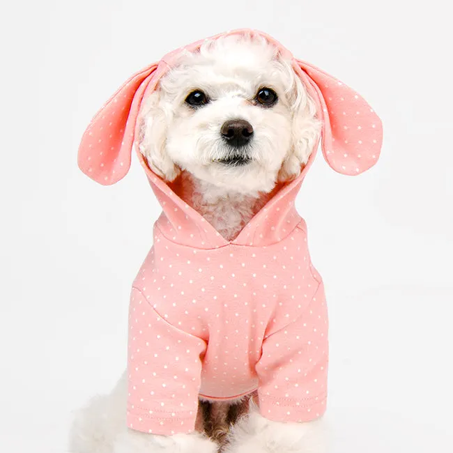 polka dot rabbit hoodie - pink