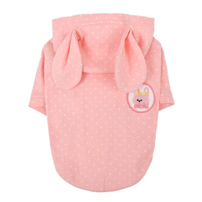 polka dot rabbit hoodie - pink