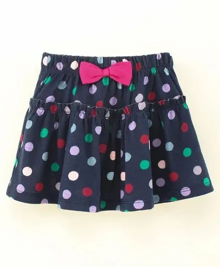 Polka Printed Skirt - Navy