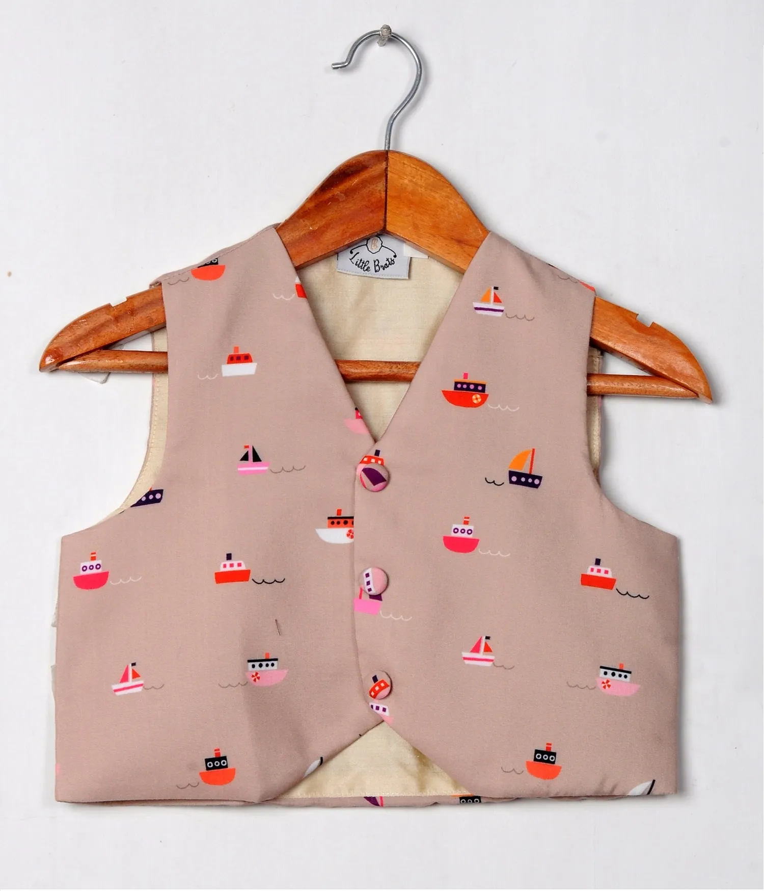 Pre-Order: Beige Boat Printed Waistcoat