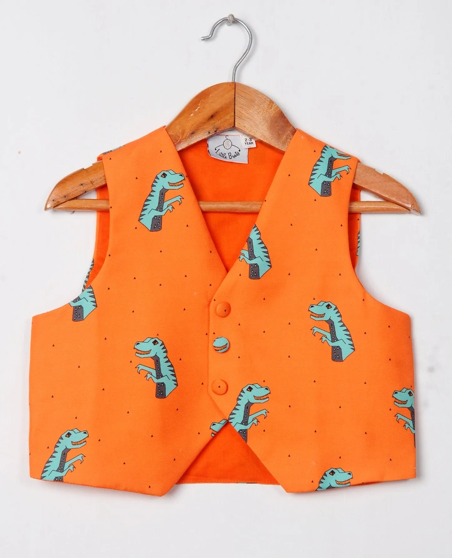 Pre-Order: Orange Dinosaur Printed Waistcoat