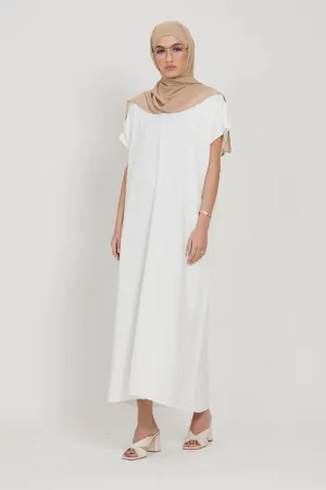 Premium Nidha Inner Slip Dress - White - WITH LINING