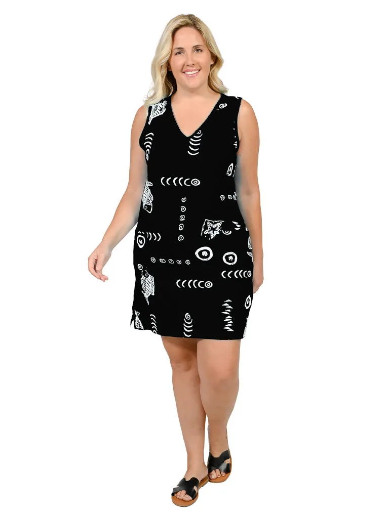 Printed V-neck Cotton Tank short dress