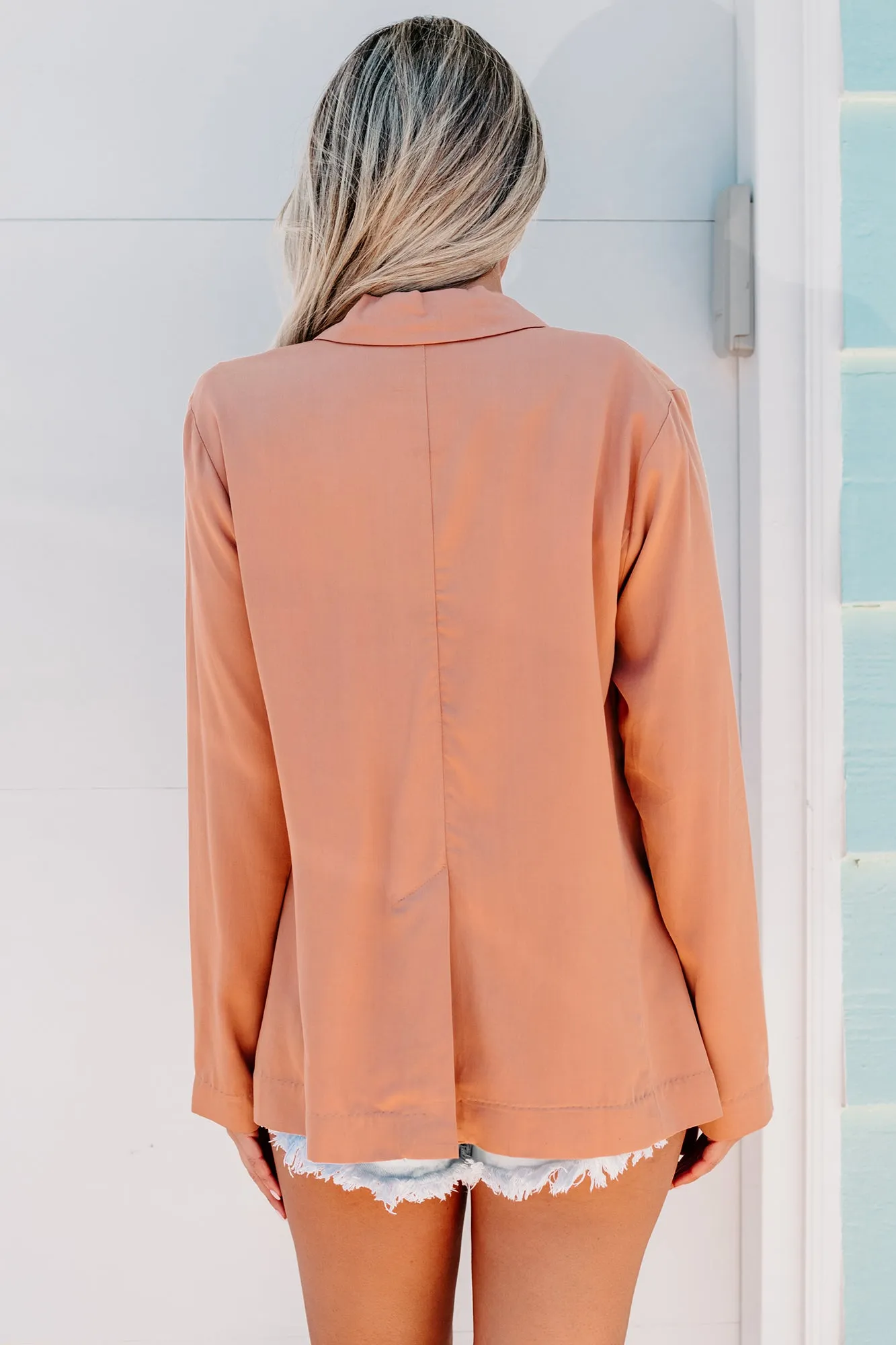 Promotion Time Lightweight Button-Front Blazer (Apricot)