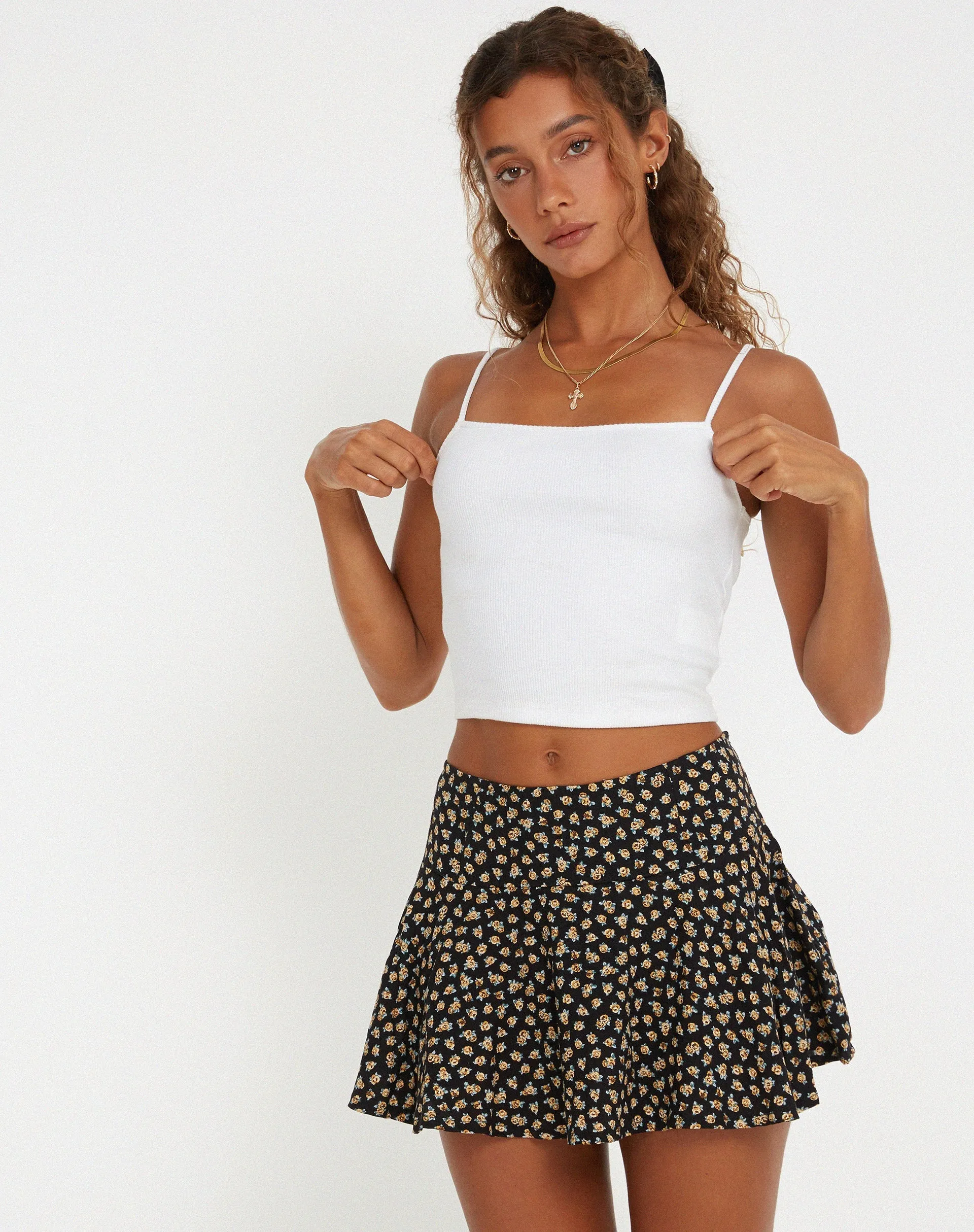 Rara Mini Skirt in Ditsy Floral Bronze