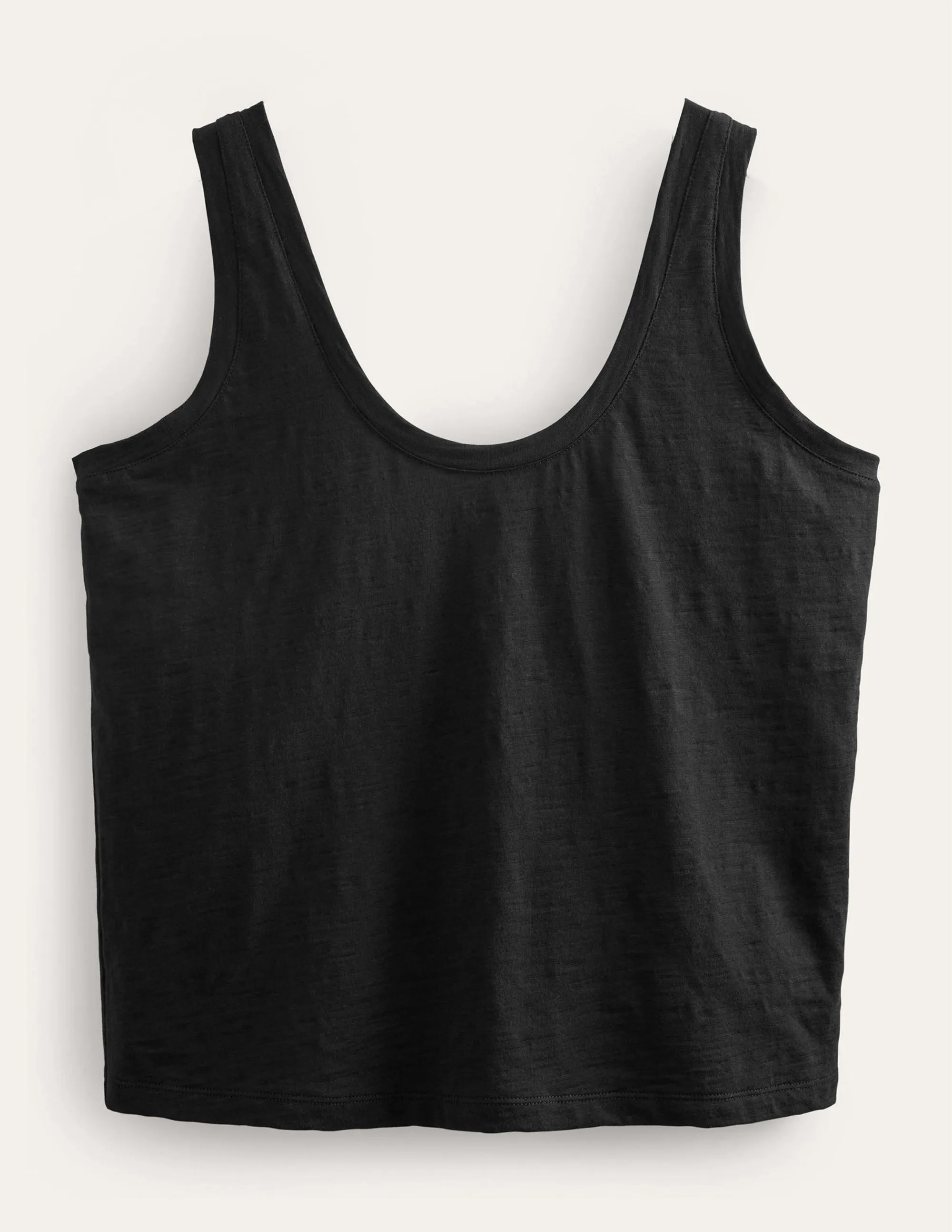 Relaxed Scoop Neck Vest-Black