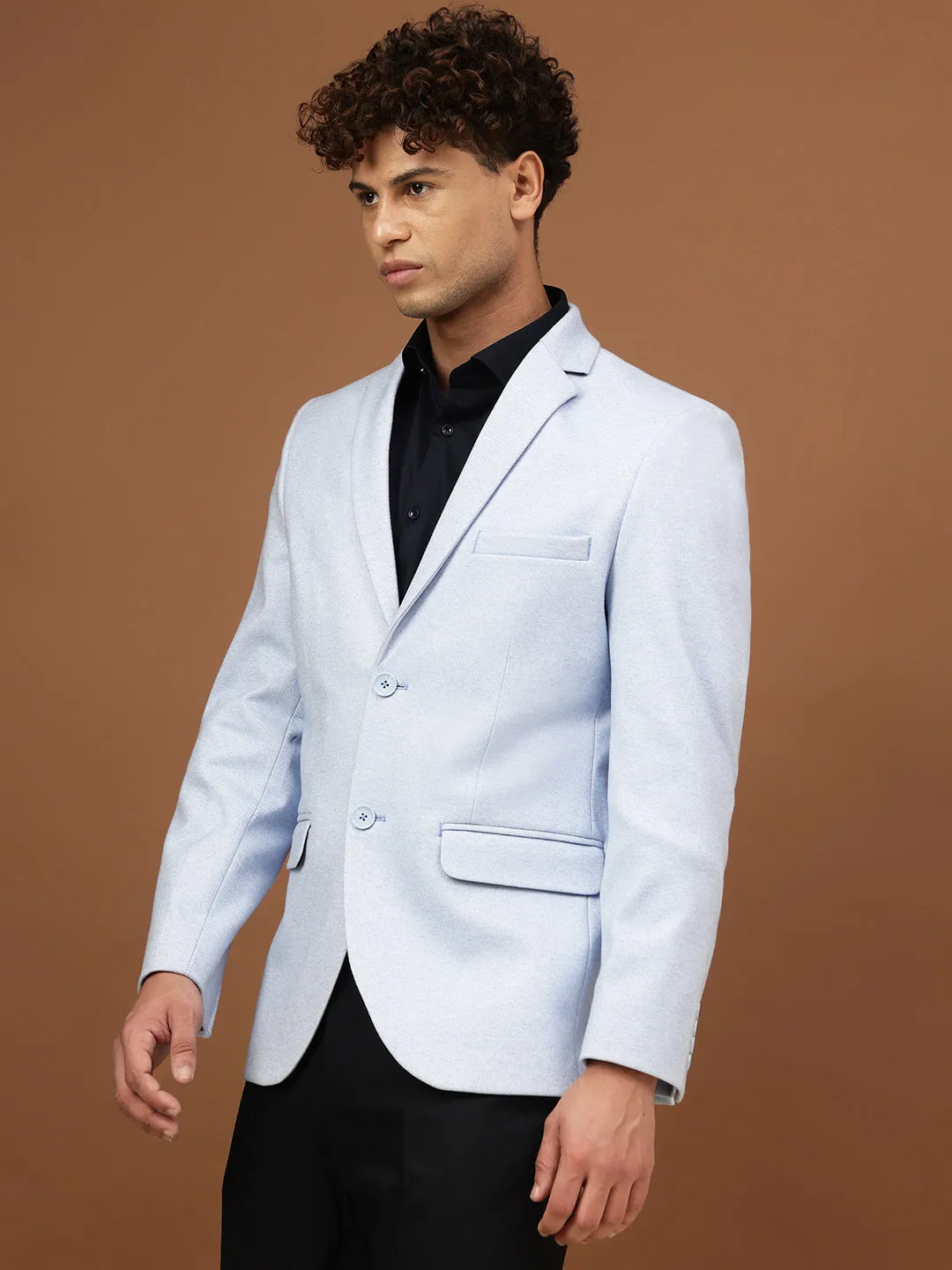 Richlook Men Sky Blue Smart Fit Blazer