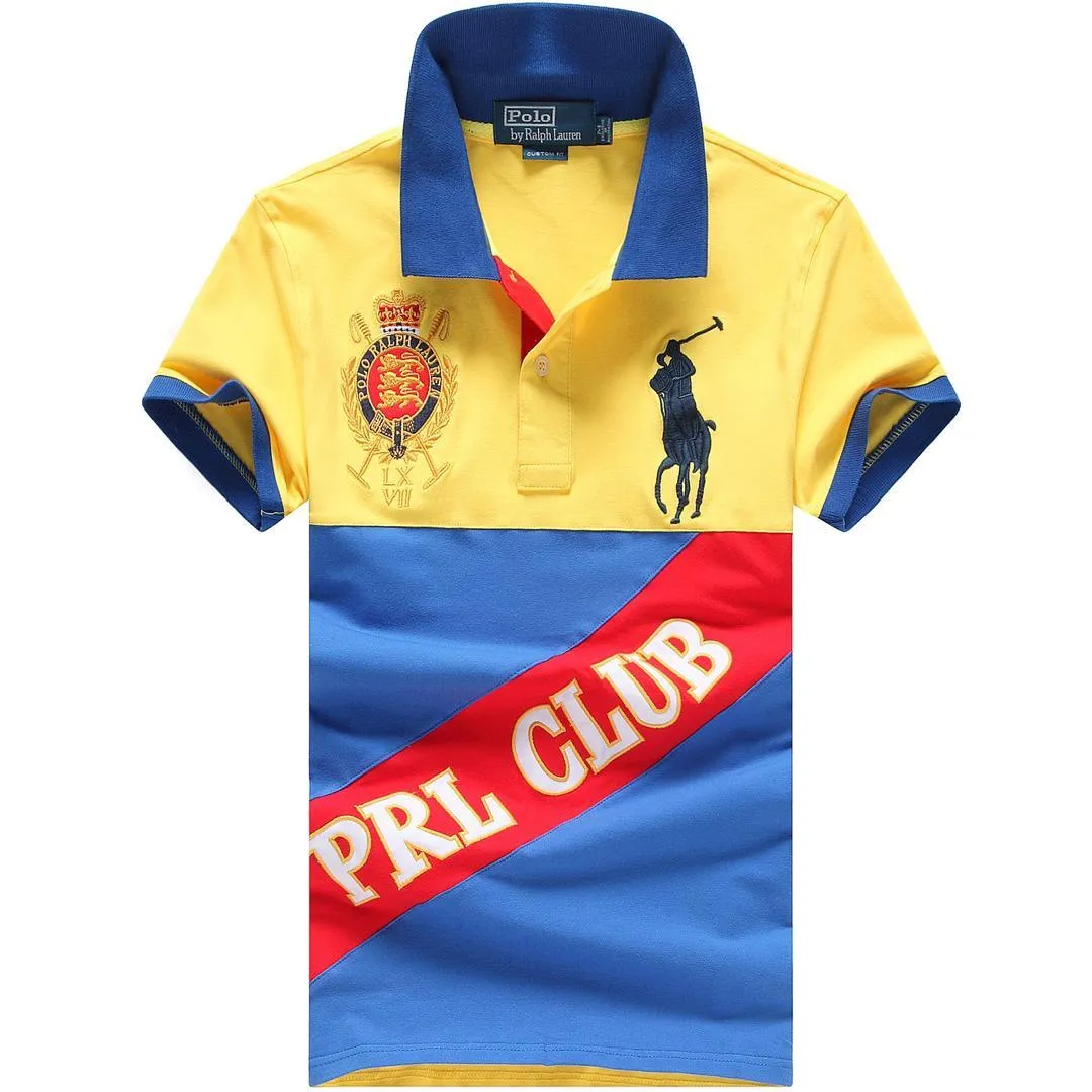 RL Club Big Pony Men's Polo Custom-Fit Yellow/Red polo Shirt