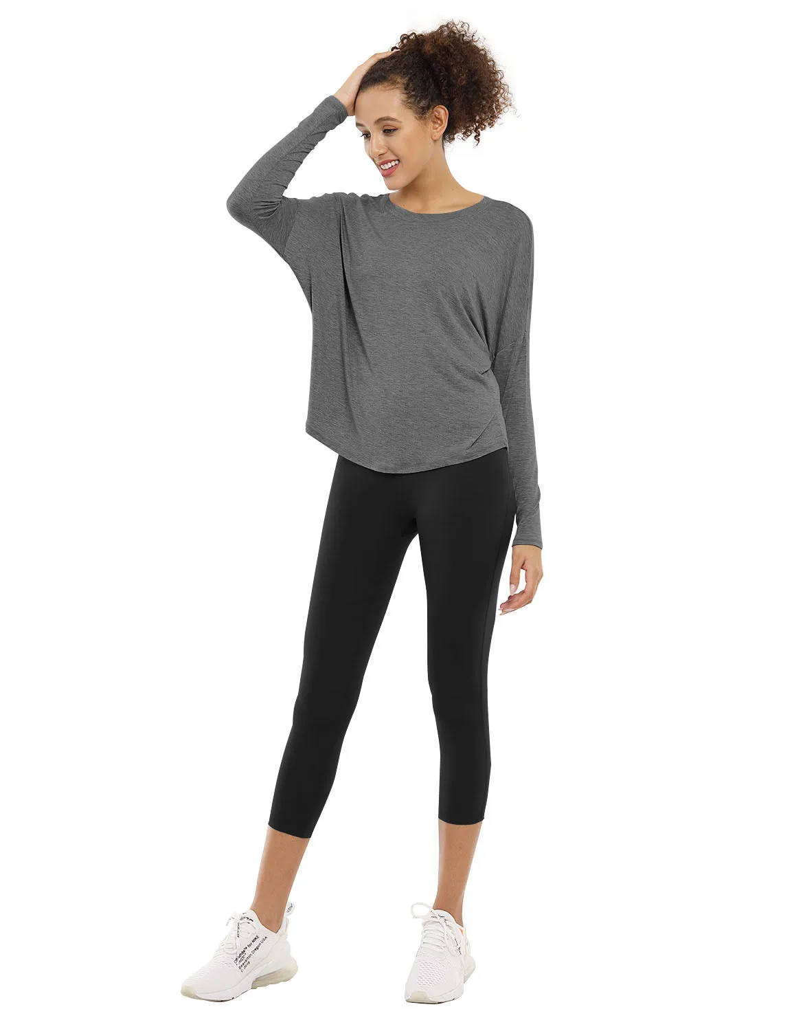 Running Batwing Tunic Tops heathercharcoal_Running