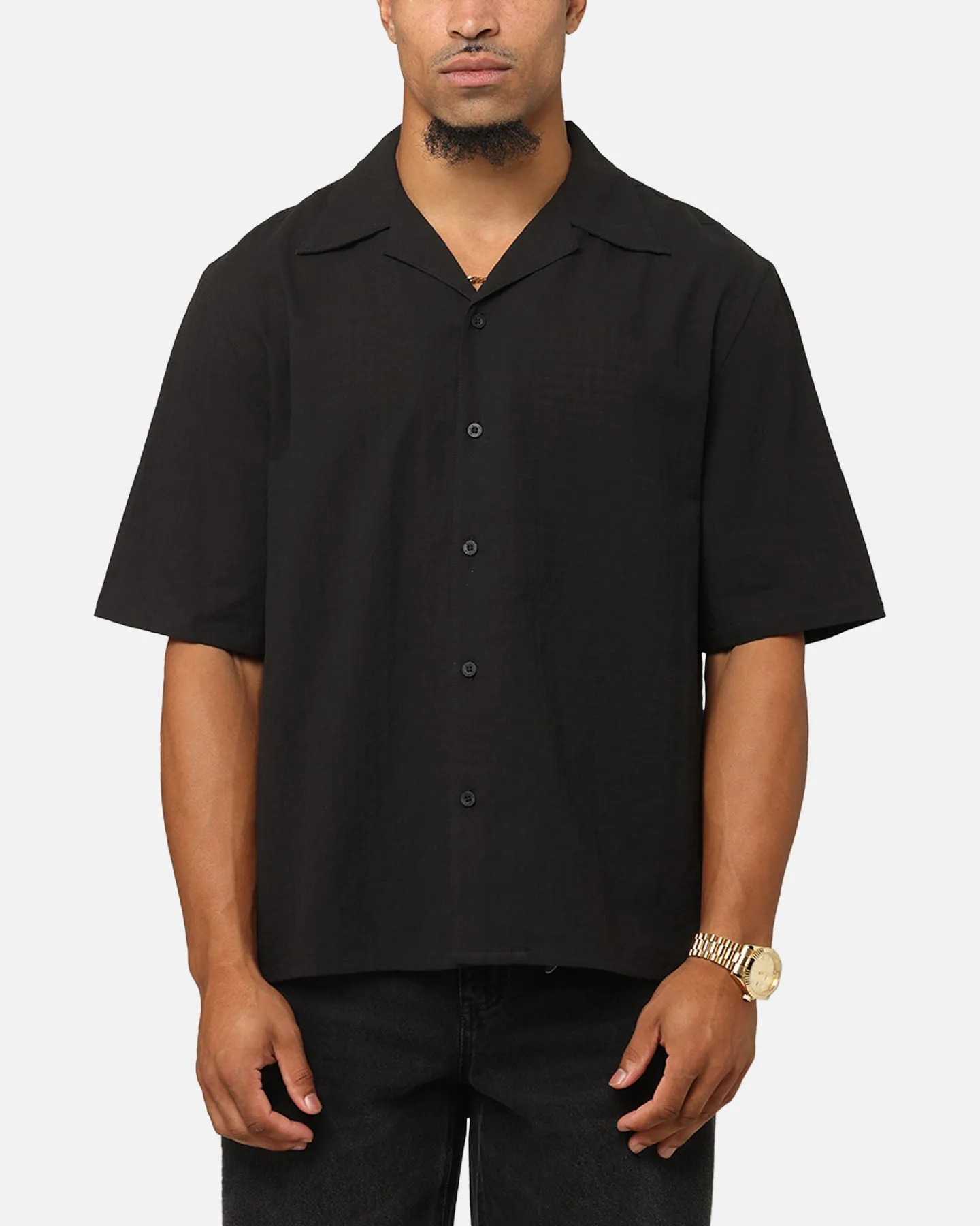 Saint Morta Textured Short Sleeve Shirt Black