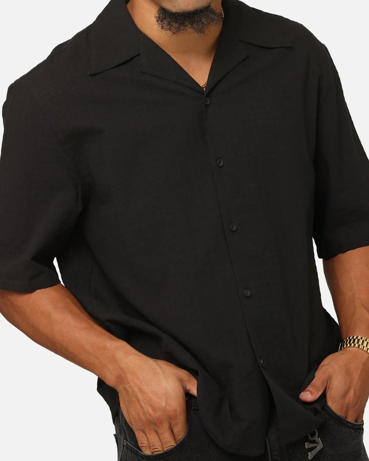 Saint Morta Textured Short Sleeve Shirt Black