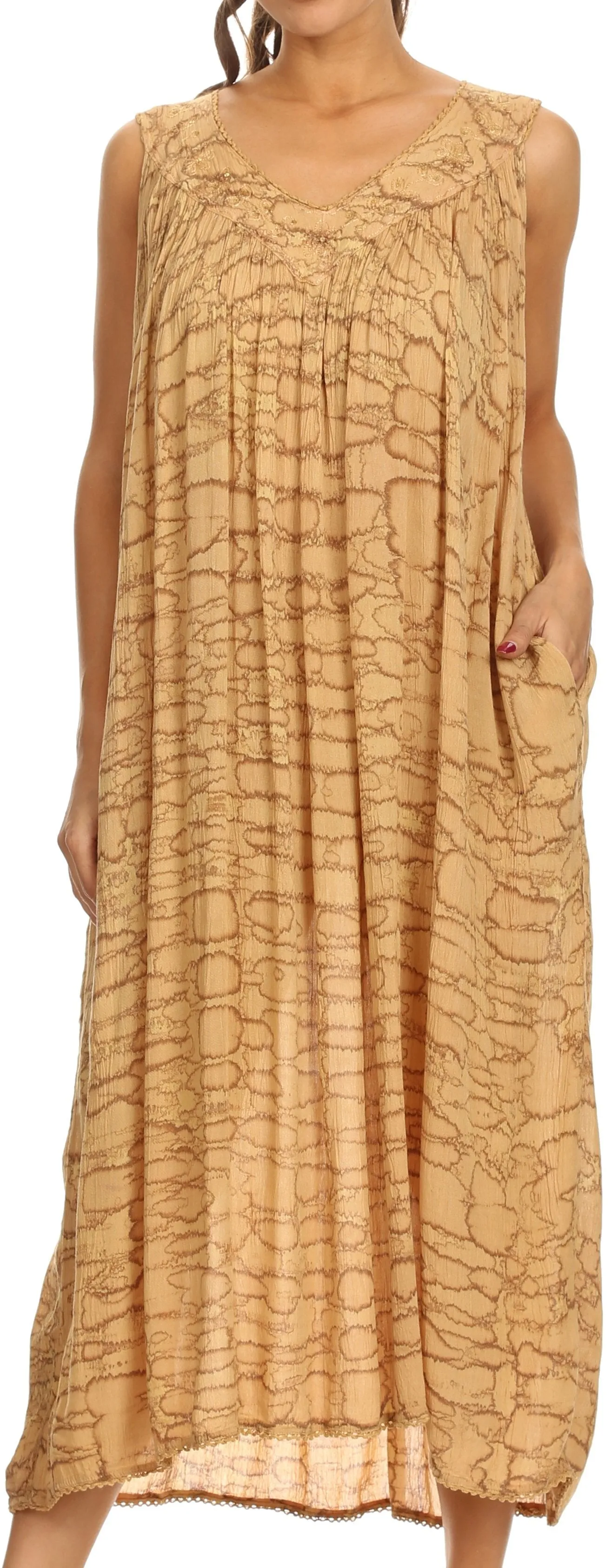 Sakkas Adele Sequin Embroidered Scoop Neck Sleeveless Dress / Cover Up