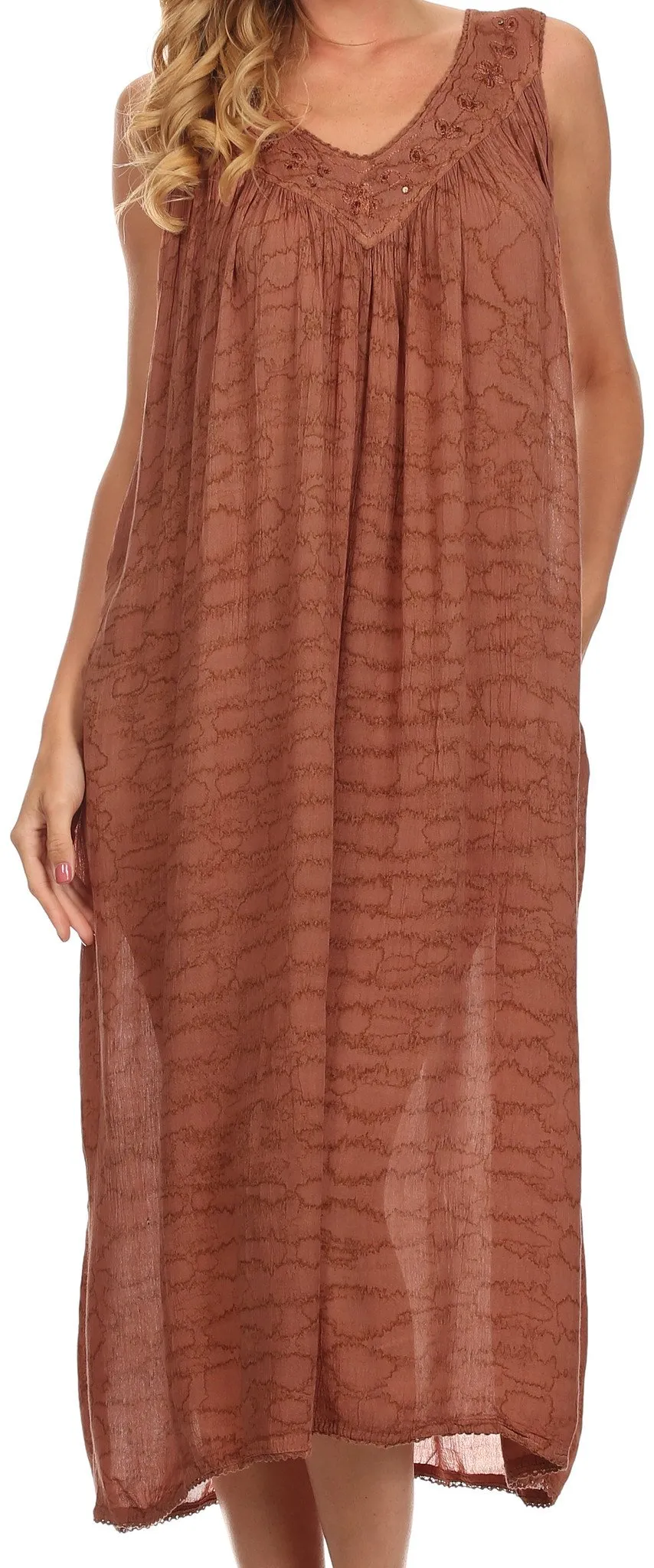 Sakkas Adele Sequin Embroidered Scoop Neck Sleeveless Dress / Cover Up