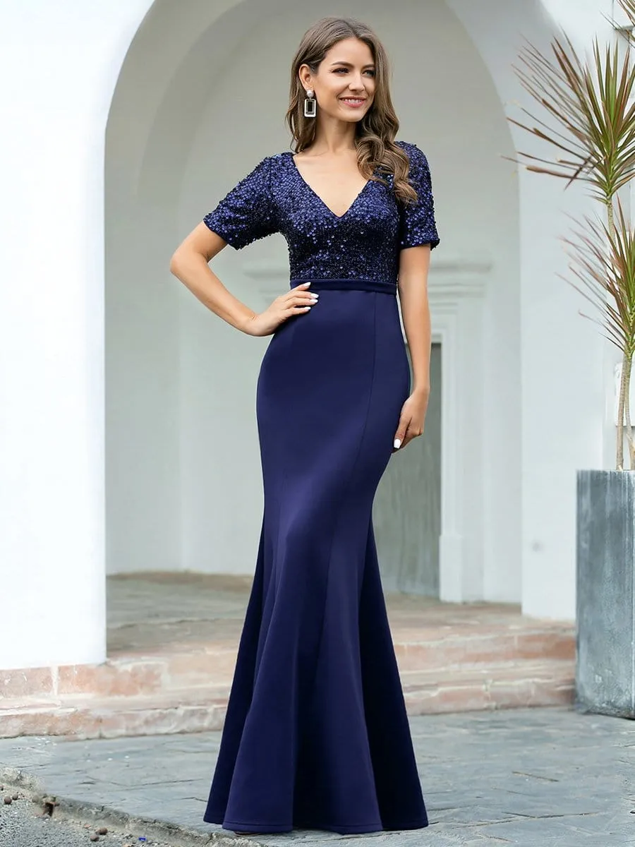 Sassy Mermaid Long Evening Dress for Women with Sequin