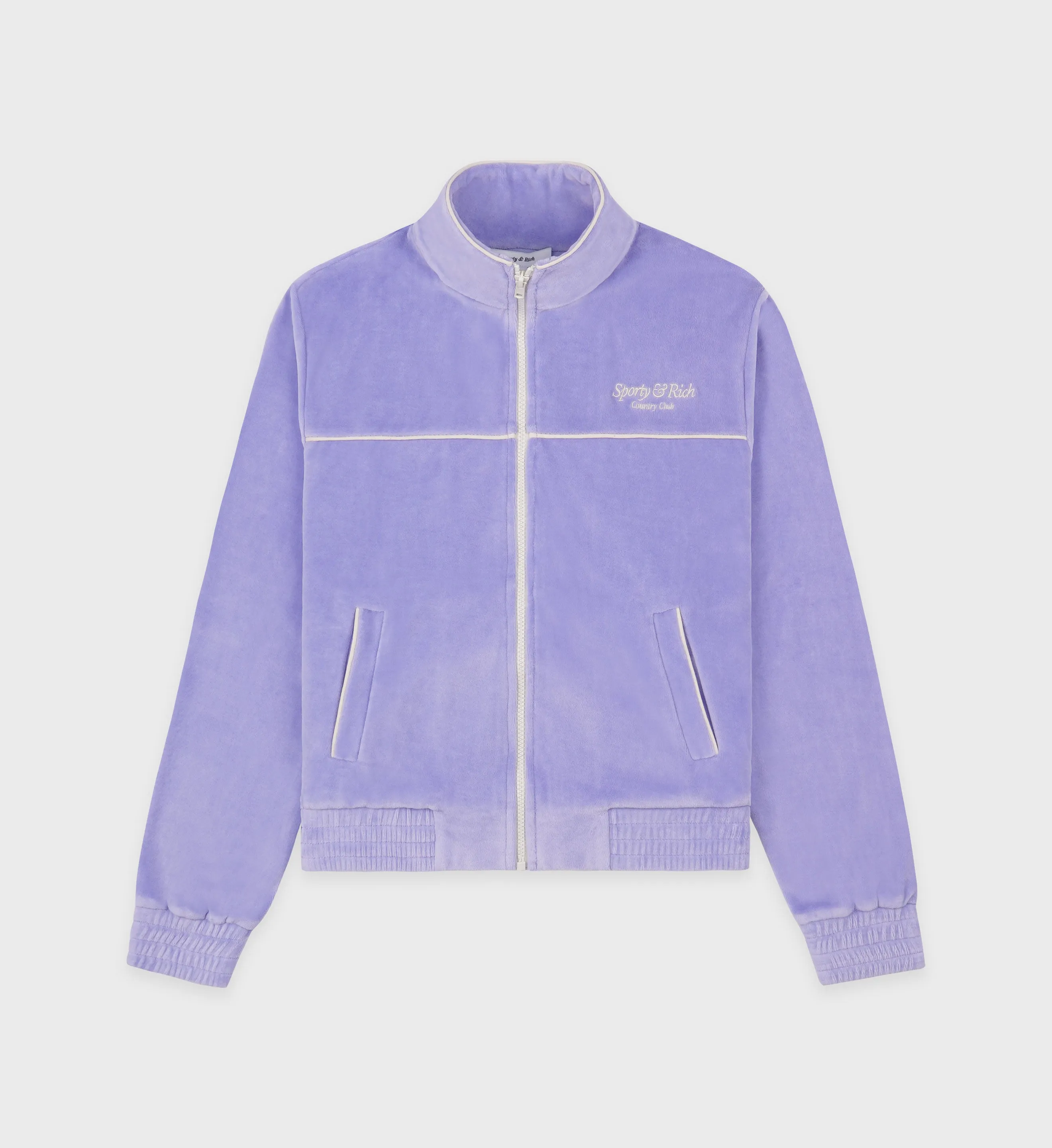 Script Velour Track Jacket - Nigella/Cream