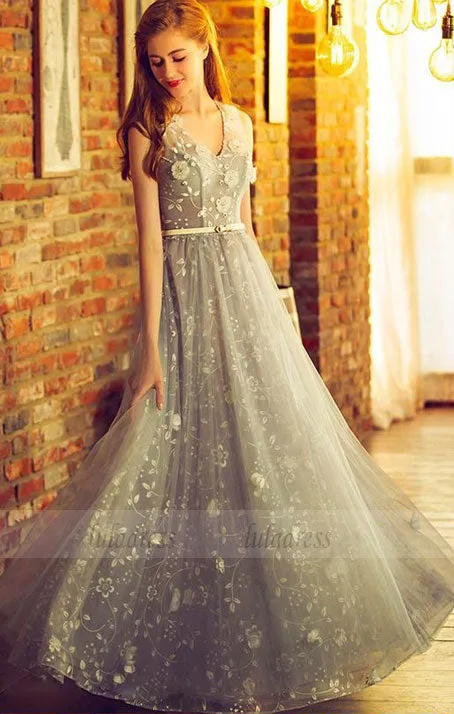 Sexy Prom Dresses A-line Floor-length V-neck Chic Prom Dress/Evening Dress