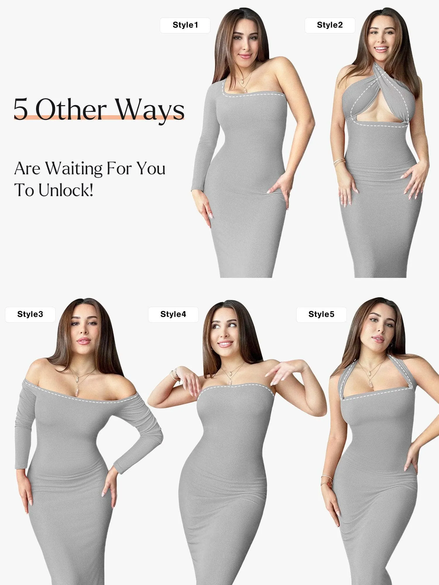 Shapewear Square Neck Long Sleeve Slimming Modal Maxi Dress