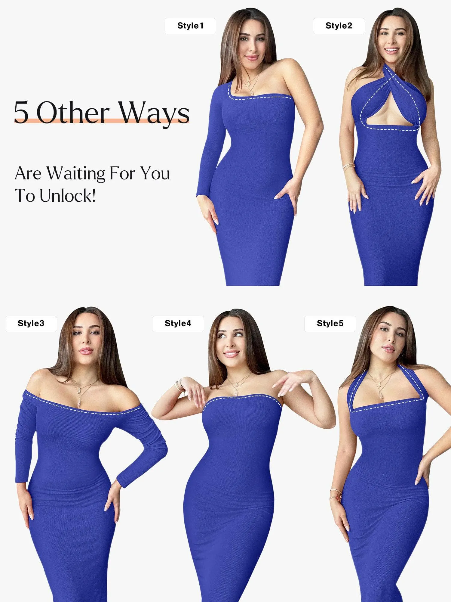 Shapewear Square Neck Long Sleeve Slimming Modal Maxi Dress