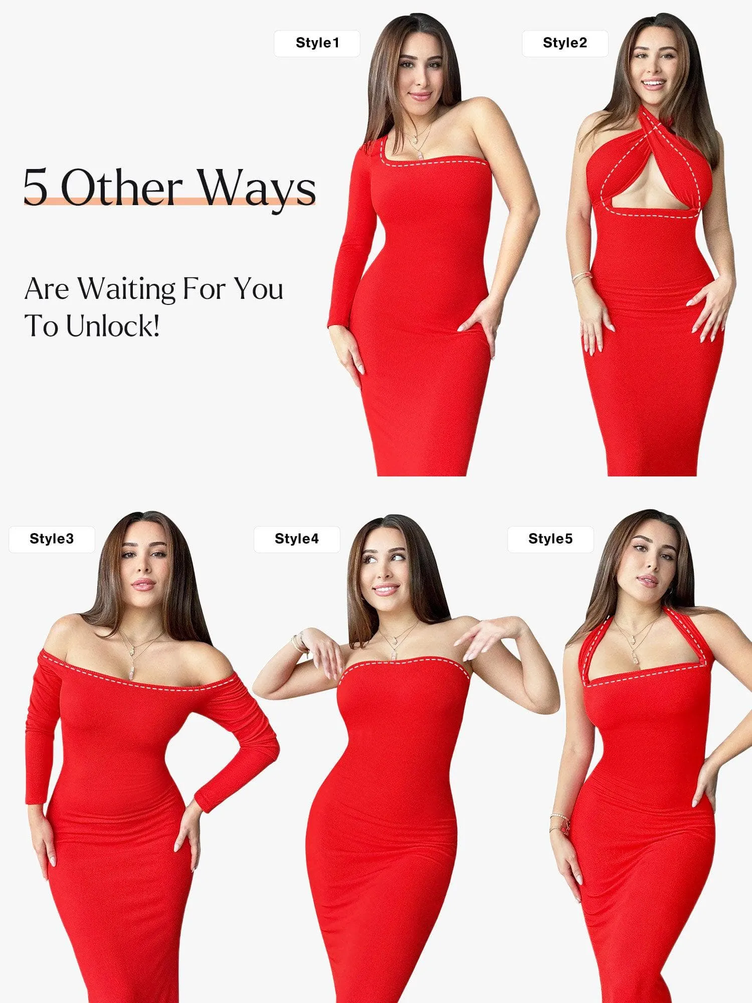 Shapewear Square Neck Long Sleeve Slimming Modal Maxi Dress