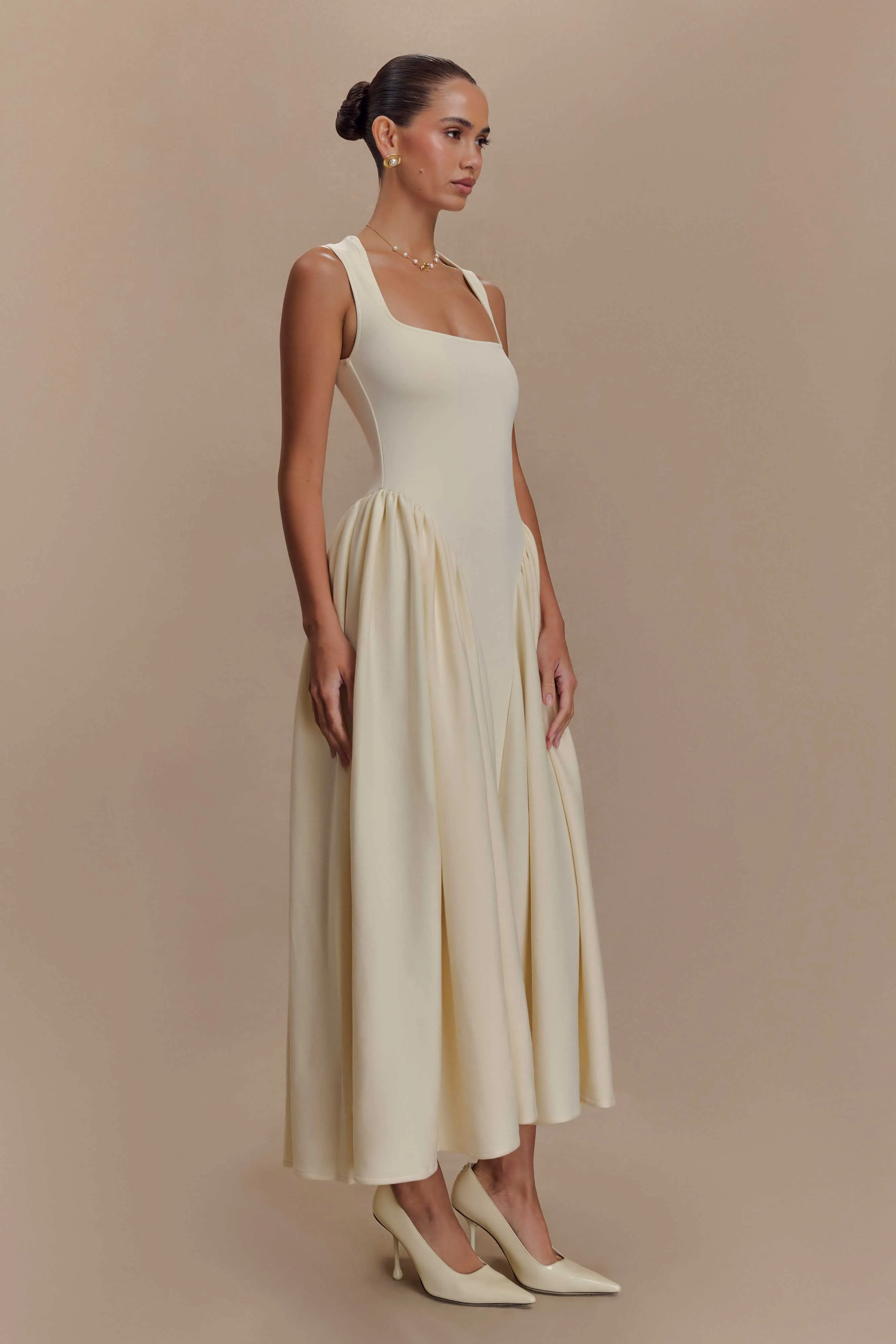 Sharon Scuba Jersey Midi Dress - Ivory