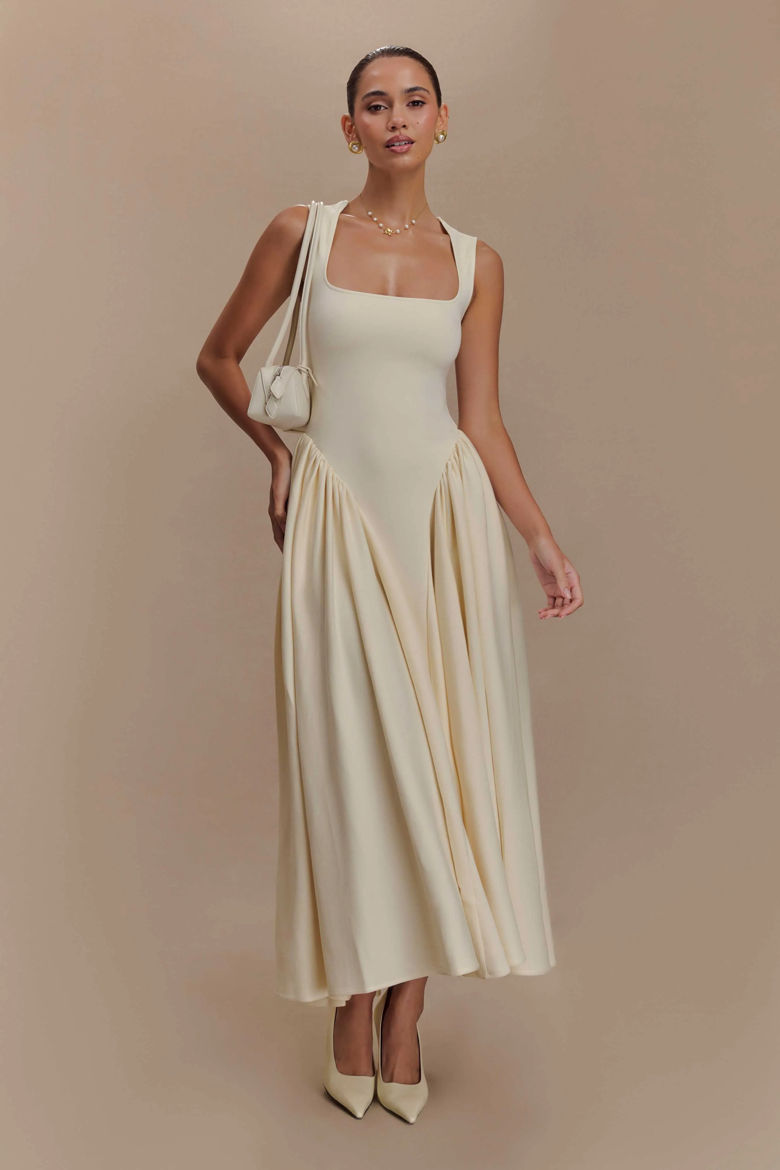 Sharon Scuba Jersey Midi Dress - Ivory