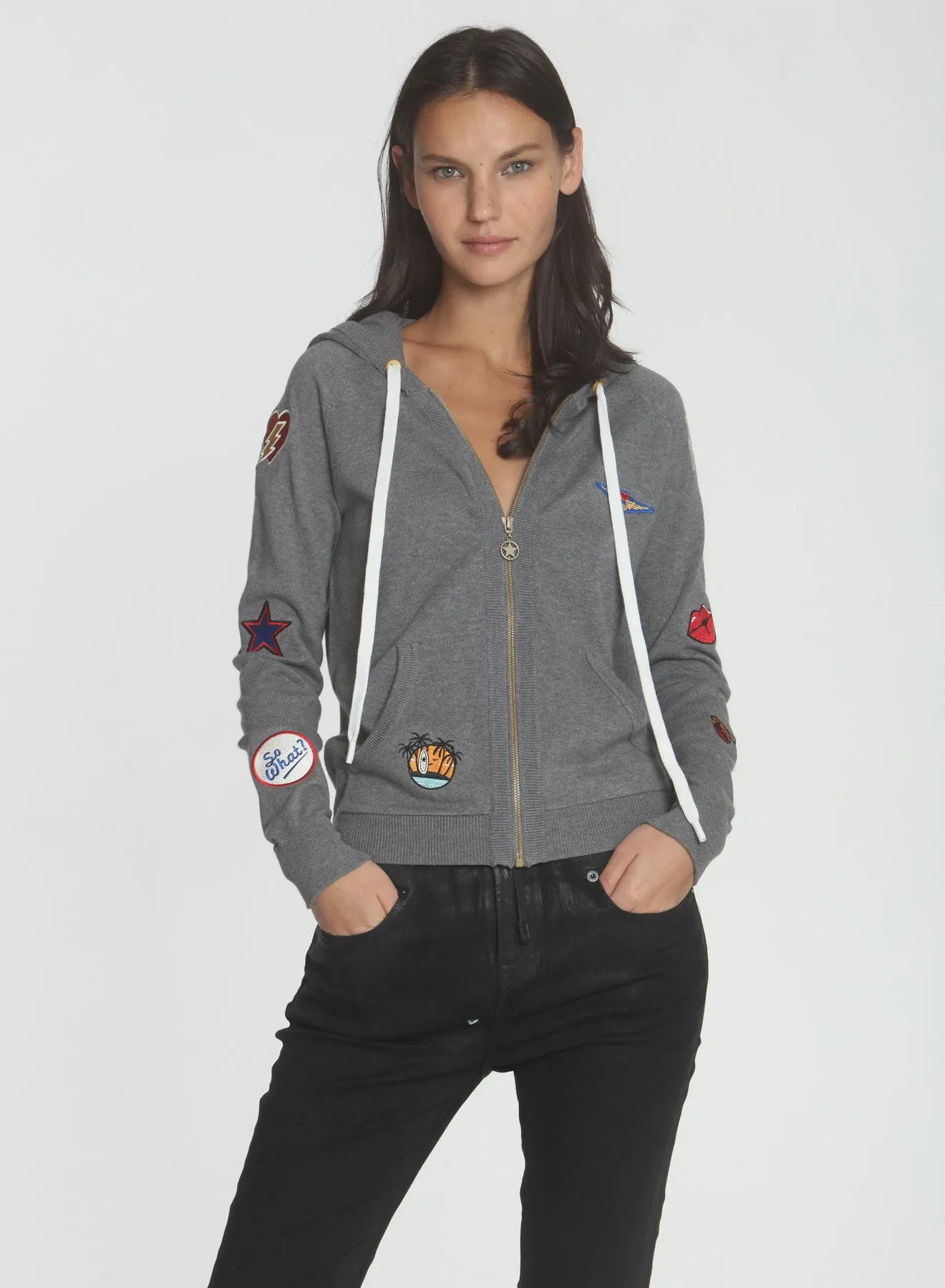 Slim Patch Hoodie - Grey Patch